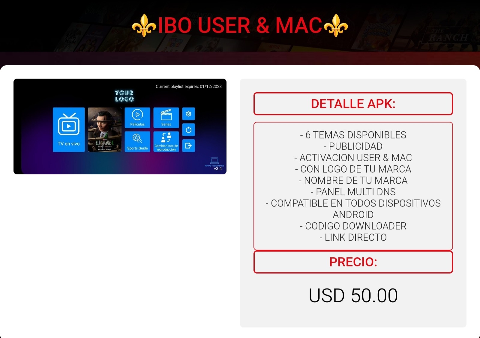 Referencia visual de IBO USER & MAC