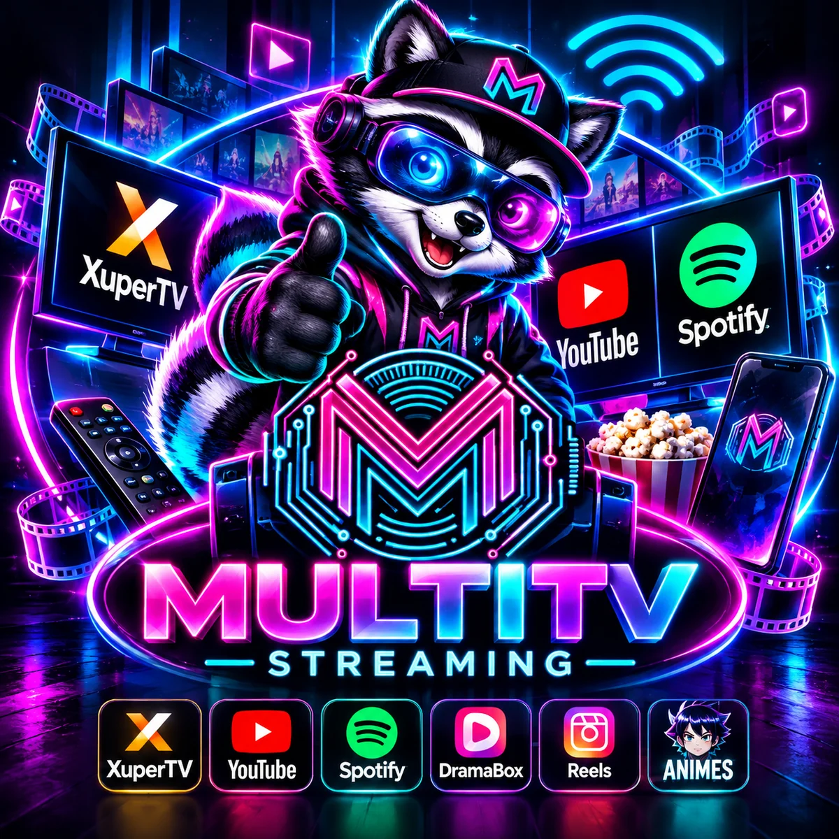 Promoción gráfica de XuperTV, YouTube y Spotify
