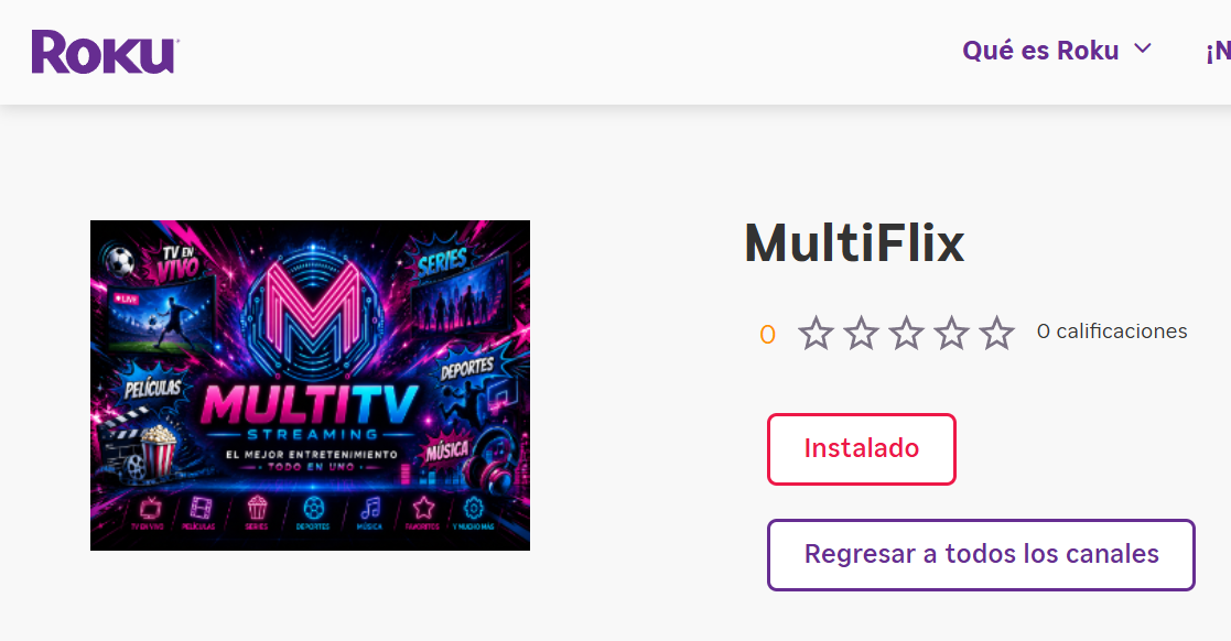 Captura de MultiFlix en Roku