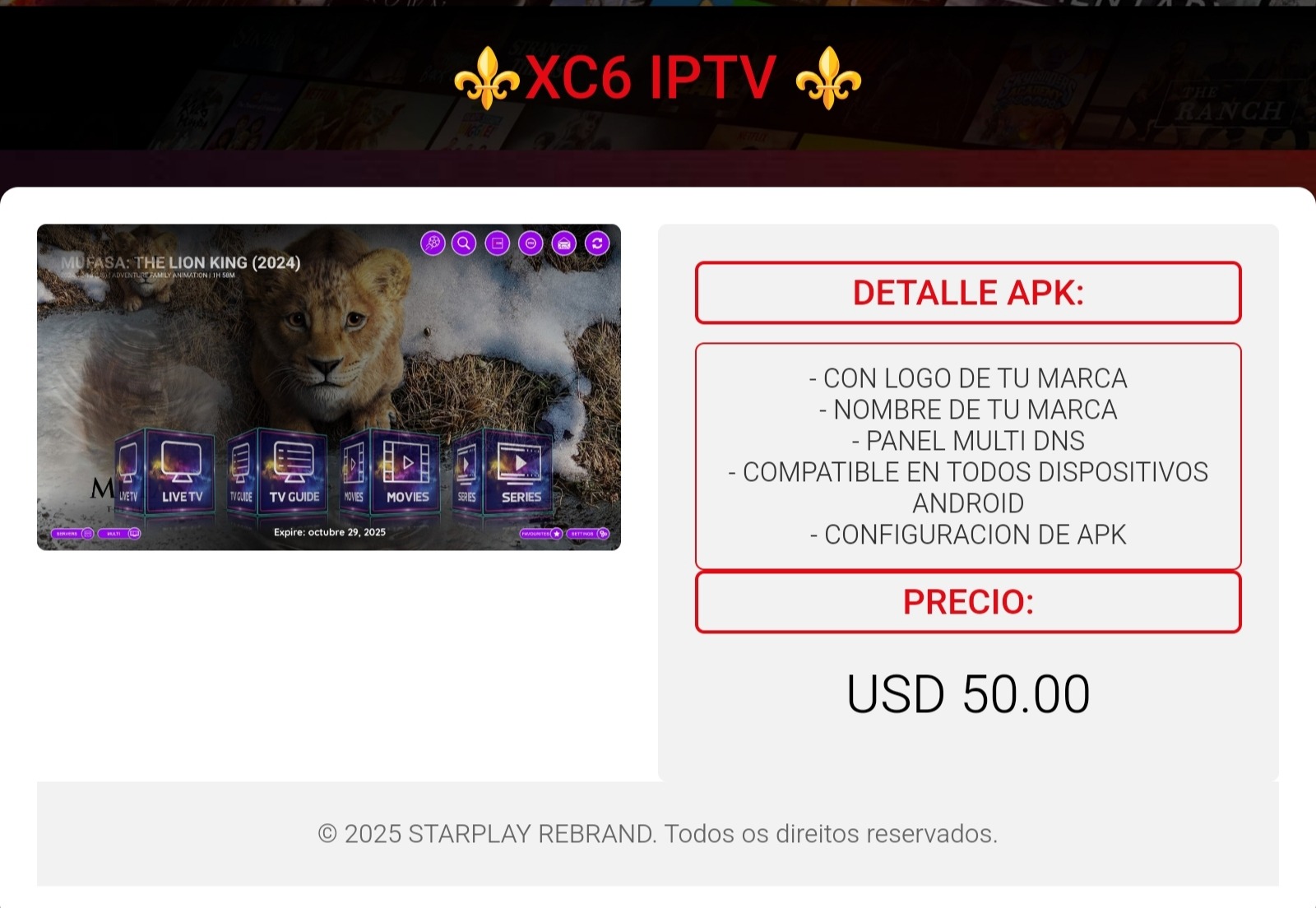 Referencia visual de XC6 IPTV